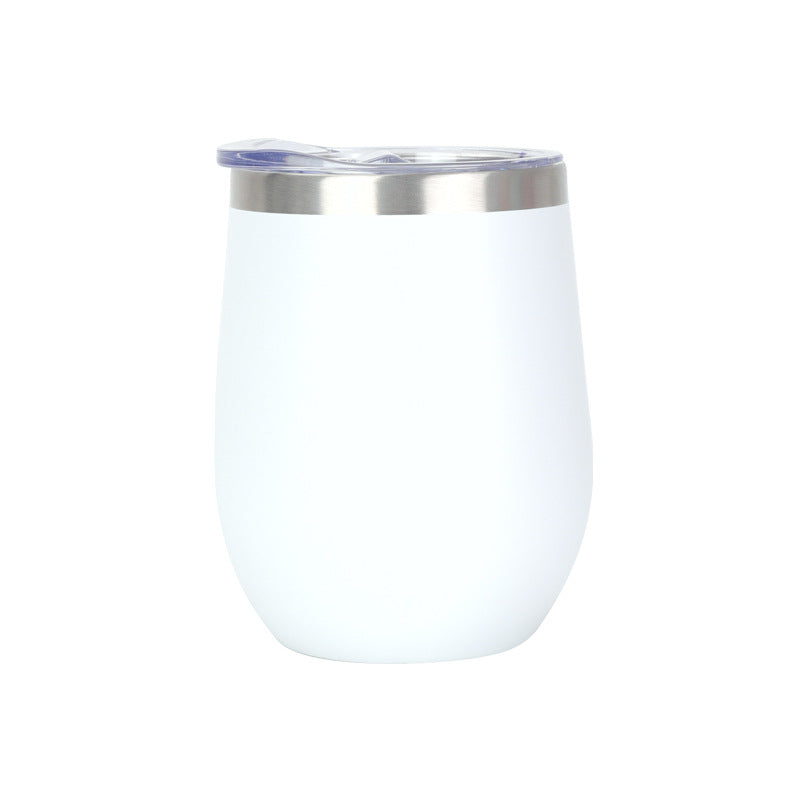 Double-Layer Vacuum Stainless Steel Egg Cup - 12oz, Creative Design, Wine Glass Shape, U-Shaped Ice Holder
