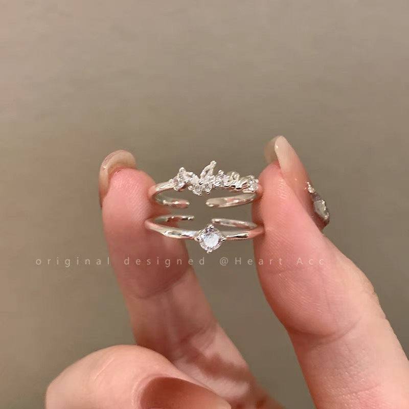 Butterfly Shaped Zircon Open Ring for Women 2024 New Minimalist Fashion Statement Ring Lightweight Luxury Delicate Finger Ring Stylish Unique Design Stackable Ring for Index Finger