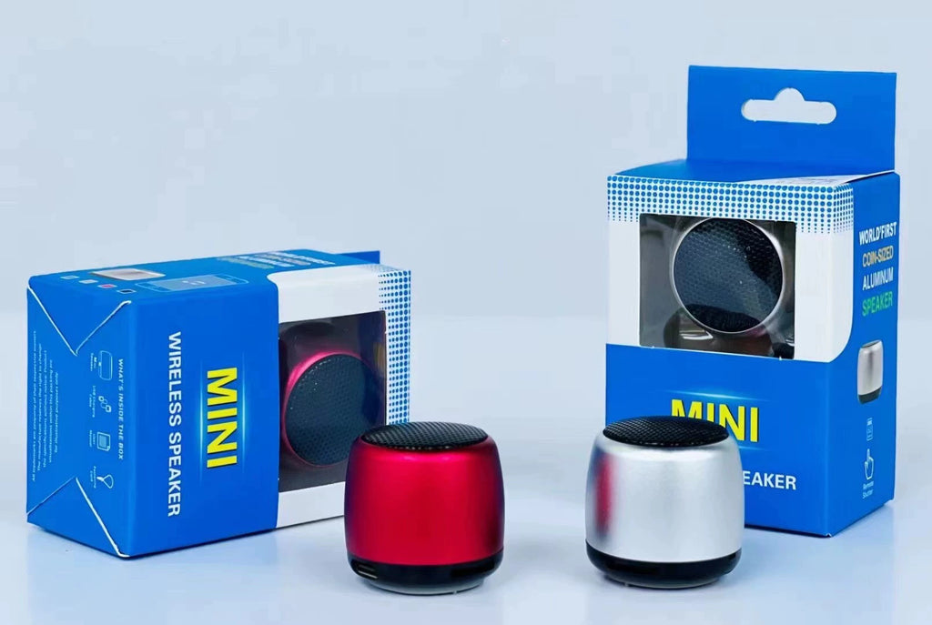 Wireless Portable Bluetooth Speaker Mini Metal Outdoor Speaker for iPhone Android Phones Compact Waterproof Bass Boost Sound System with 360 Degree Stereo Audio and Long Battery Life