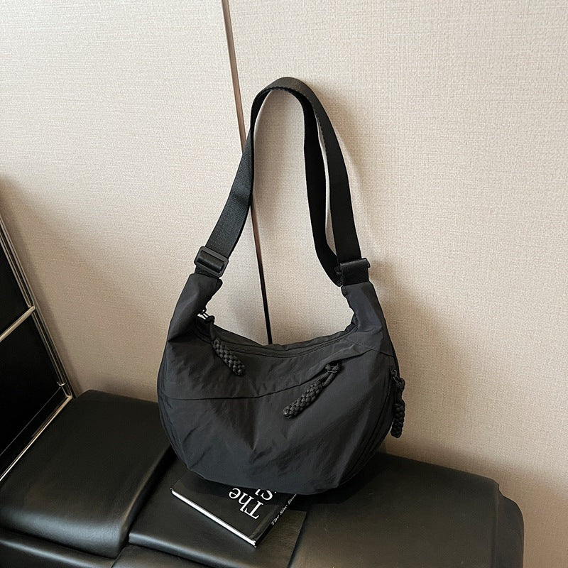2025 New Trendy Instagram Style Nylon Wrinkled Tote Bag for Women Large Capacity Crossbody Purse Casual Daily Commuting Shoulder Bag Lightweight Fashionable Everyday Use