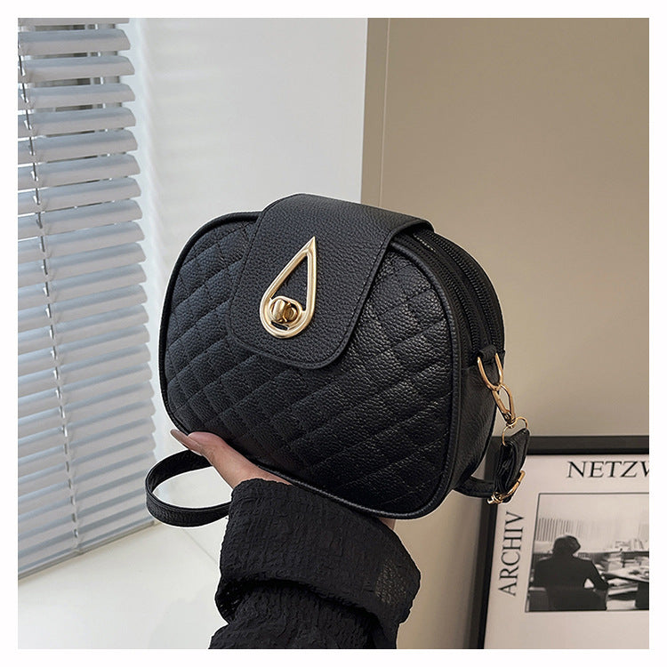Women's Stylish Crossbody Bag with Quilted Diamond Texture Trendy Compact Square Shoulder Bag Fashionable Three Layer Design for Everyday Use Lightweight Durable PU Leather Casual Chic Accessory