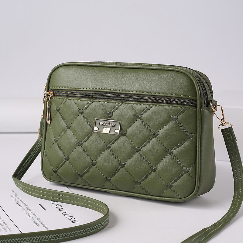 2025 New Trendy Women PU Leather Crossbody Bag with Quilted Diamond Pattern Small Square Shoulder Bag Stylish Minimalist Design for Casual Office Travel Daily Use Lightweight Durable Fashion Accessory