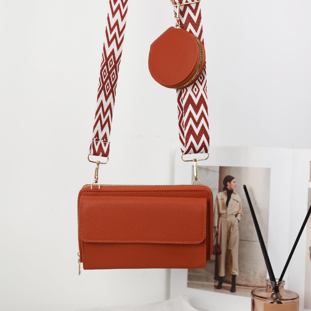 2025 New Fashionable Multi Functional Large Capacity Women Crossbody Bag with Detachable Inner Pouch Stylish Minimalist Japanese Inspired Textured Litchi Leather Shoulder Bag for Smartphones Tablets and Da