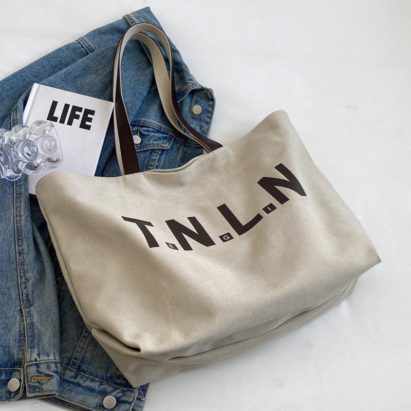 Large Capacity Canvas Tote Bag for Women 2024 New Casual Shoulder Bag Stylish Everyday Commuting College Student Bag Lightweight Durable Fashionable Work School Travel Purse