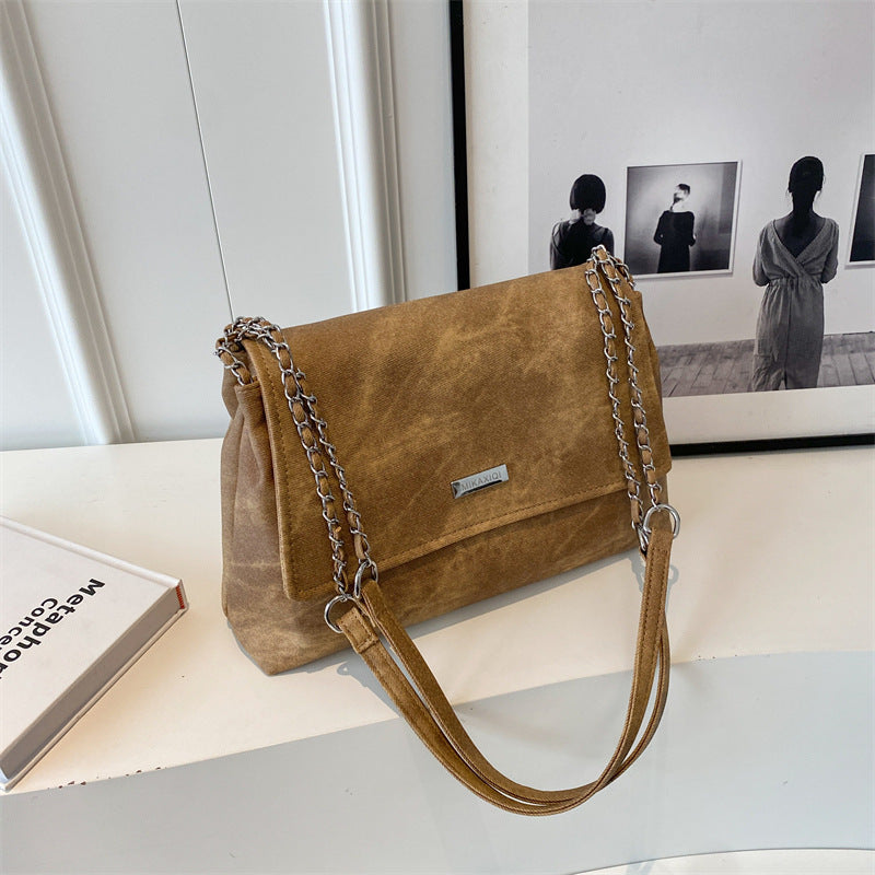 Women Large Capacity Commuter Bag 2024 Fall Winter New Fashion Minimalist Chic Chain Shoulder Crossbody Tote Bag for Work School Daily Use Stylish Lightweight Durable Office Bag