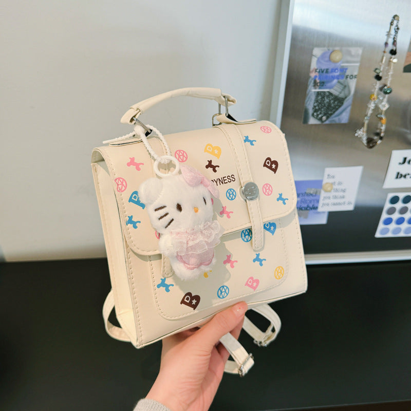 2025 New Korean Style Women Handbag Versatile College Chic Tote Bag Minimalist Casual Small Square Backpack Crossbody Shoulder Bag for Daily Use Travel School Office