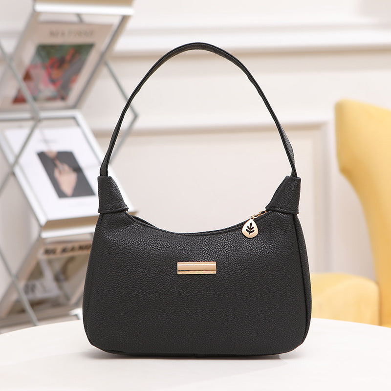 Women Fashion Litchi Pattern Leather Shoulder Bag Crossbody Bag for Girls Trendy Street Style Spring 2026 New Design Lightweight Casual Handbag with Lined Interior and Adjustable Strap