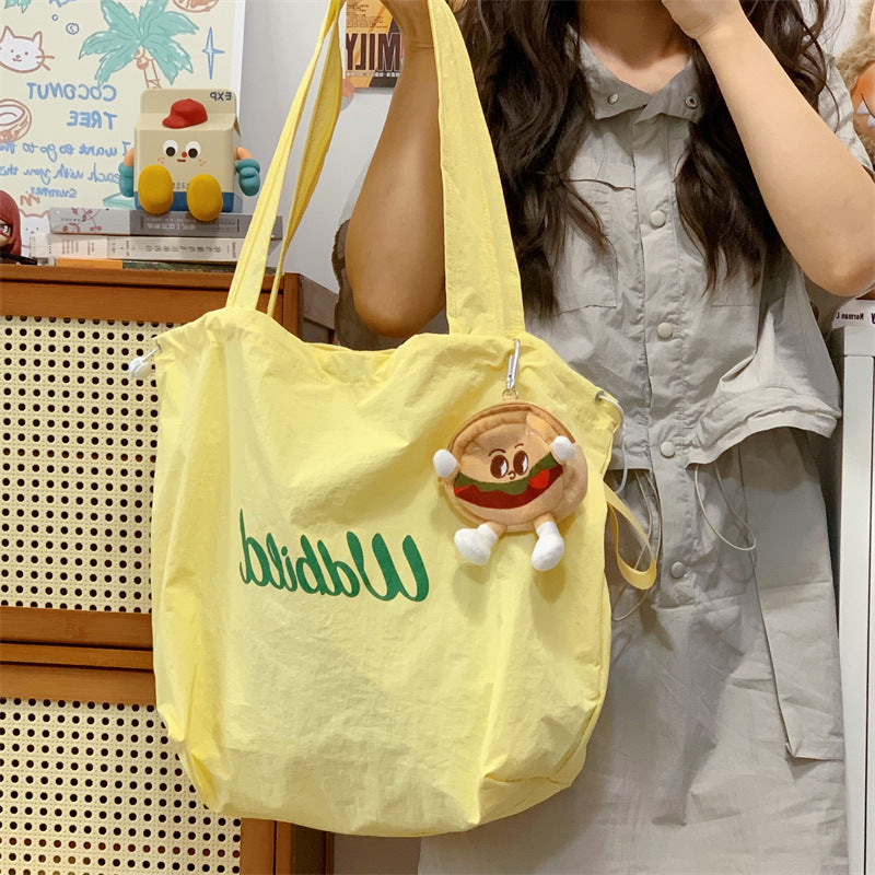 New Casual Canvas Tote Bag for Women Lightweight Drawstring Shoulder Bag Stylish Large Capacity Commuting Handbag Trendy Minimalist Everyday Use Fashionable Work School Travel Purse