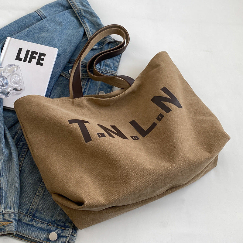 Large Capacity Canvas Tote Bag for Women 2024 New Casual Shoulder Bag Stylish Everyday Commuting College Student Bag Lightweight Durable Fashionable Work School Travel Purse