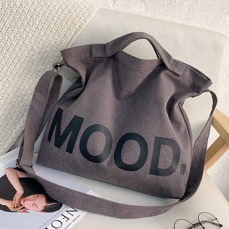 Men's Large Capacity Canvas Crossbody Bag Casual Letter Print Solid Color Shoulder Tote Bag for Daily Use Travel Work School Unisex Fashionable Durable Lightweight Everyday Carry