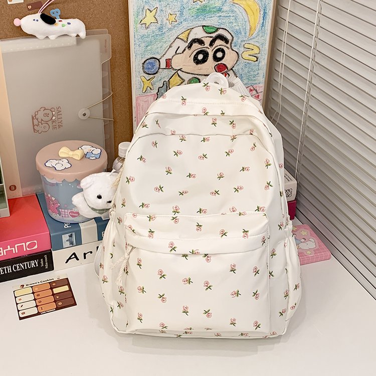Japanese Style Floral Kawaii Girls Backpack for Teen Students Lightweight School Bag with Cute Pastel Design Trendy Korean Aesthetic Fashionable Unisex Daily Use Shoulder Bag