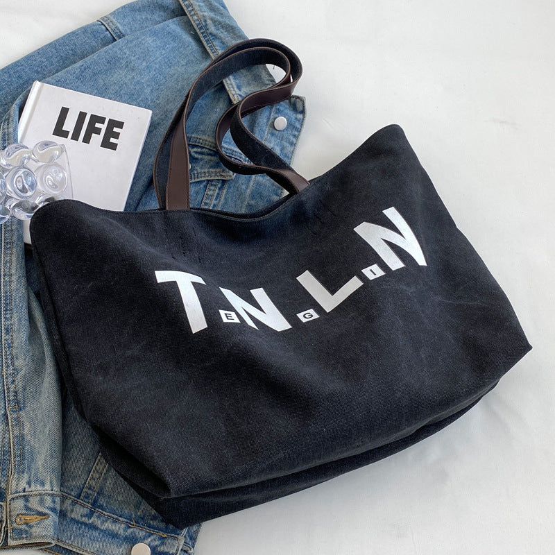Large Capacity Canvas Tote Bag for Women 2024 New Casual Shoulder Bag Stylish Everyday Commuting College Student Bag Lightweight Durable Fashionable Work School Travel Purse