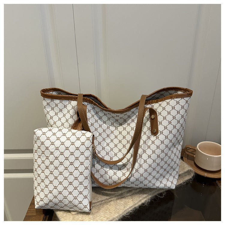 Large Capacity Commuter Tote Bag for Women Stylish Retro Trendy Shoulder Bag Minimalist Matching Mother Daughter Set Solid Color High Quality Fashion Handbag