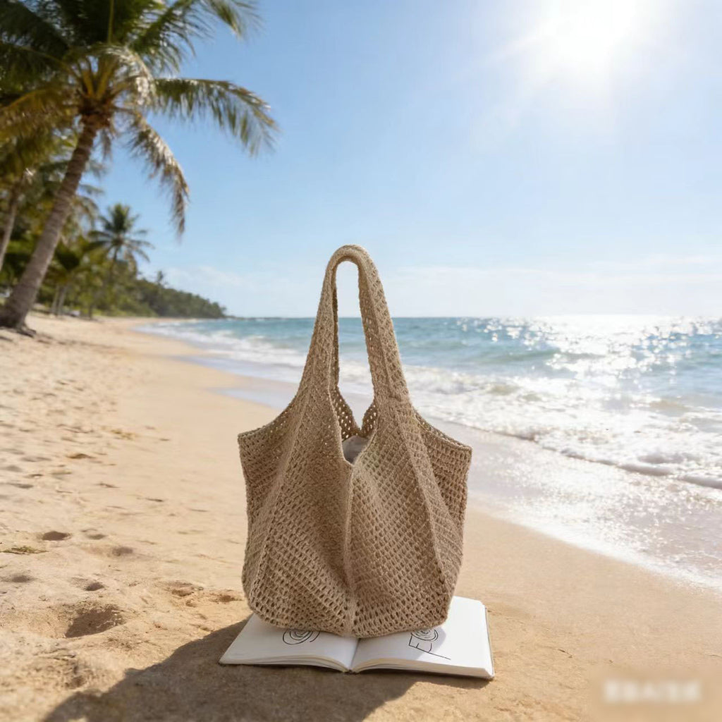 2026 New Large Capacity Woven Tote Bag Breathable Hollow Out Straw Shoulder Bag Casual Work Commuting Beach Bag Lightweight Summer Fashion Accessory for Women