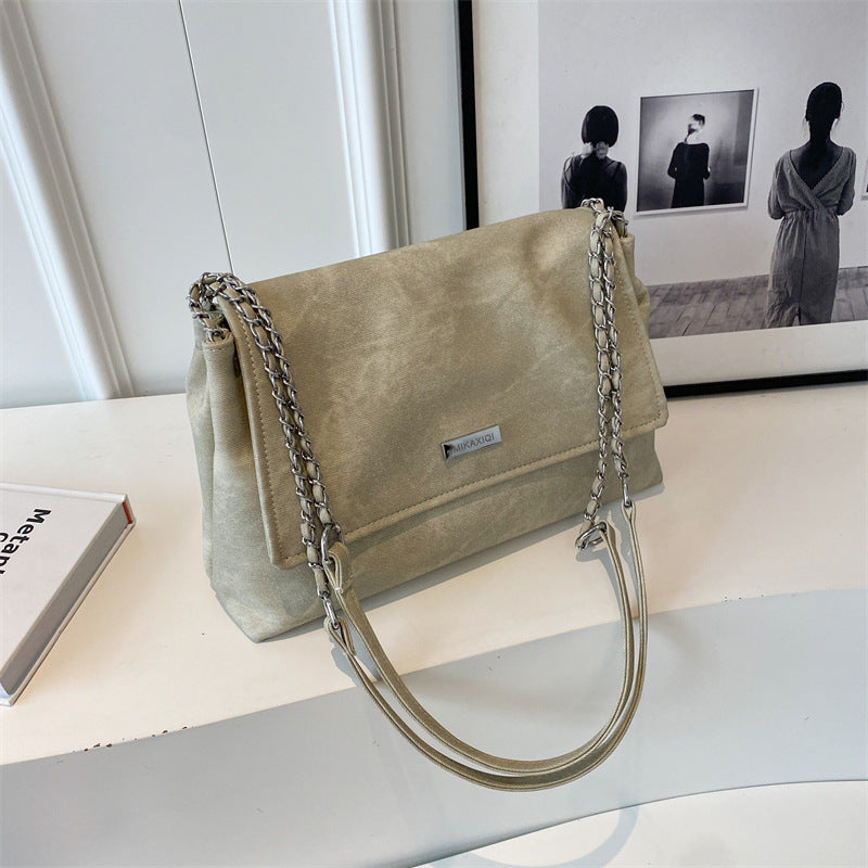 Women Large Capacity Commuter Bag 2024 Fall Winter New Fashion Minimalist Chic Chain Shoulder Crossbody Tote Bag for Work School Daily Use Stylish Lightweight Durable Office Bag