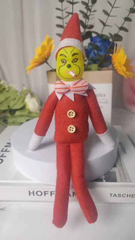Cross-Border Grinch Plush Toy Christmas Green Grinch Plush Toy Green Furry Monster Doll Bookshelf Decoration