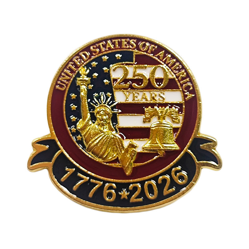 2026 USA Independence Day 250th Anniversary Commemorative Eco Friendly Alloy Lapel Pin Badge for Patriotic Clothing Accessories Collectors and Gift Giving
