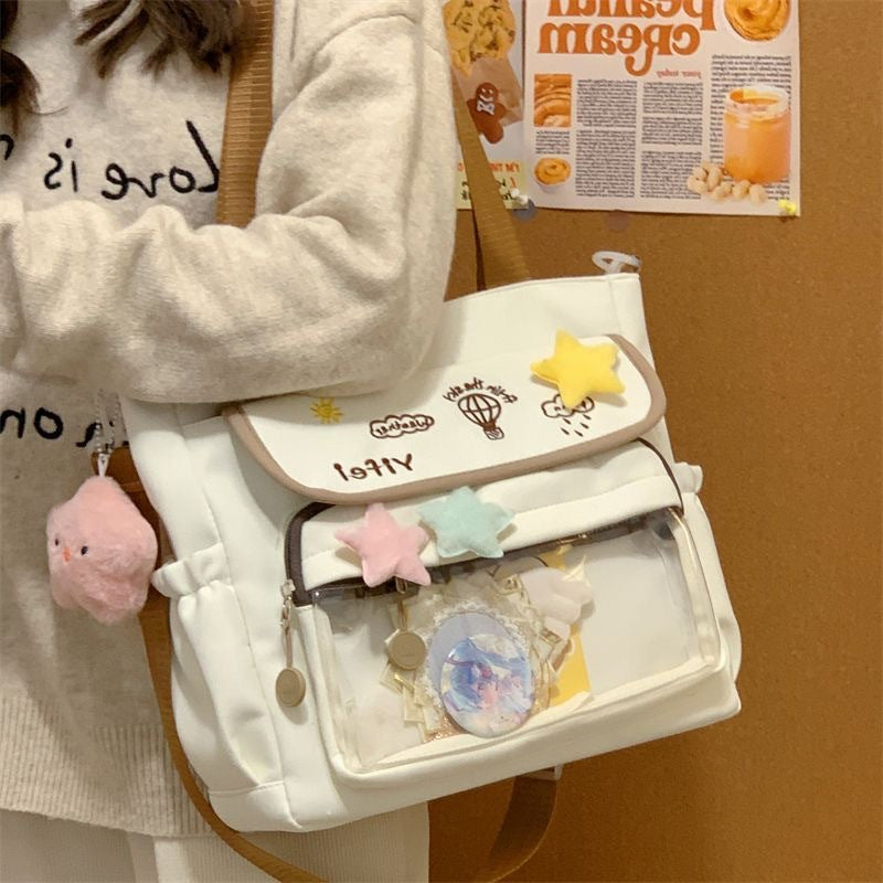 Women Canvas Tote Bag for Students Lightweight Durable School Book Bag Large Capacity Crossbody Shoulder Bag Casual Everyday Use Fashionable Minimalist Design Perfect for College High School Teens