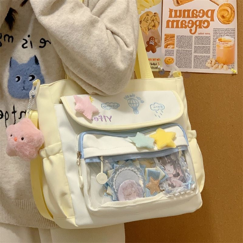 Women Canvas Tote Bag for Students Lightweight Durable School Book Bag Large Capacity Crossbody Shoulder Bag Casual Everyday Use Fashionable Minimalist Design Perfect for College High School Teens