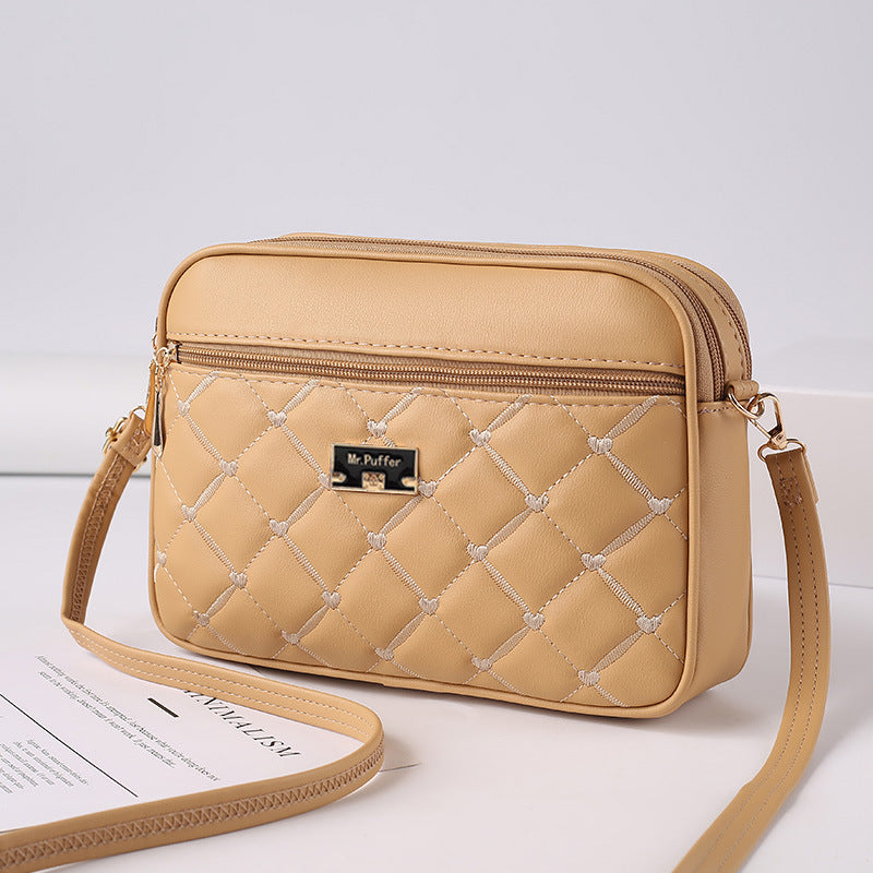 2025 New Trendy Women PU Leather Crossbody Bag with Quilted Diamond Pattern Small Square Shoulder Bag Stylish Minimalist Design for Casual Office Travel Daily Use Lightweight Durable Fashion Accessory