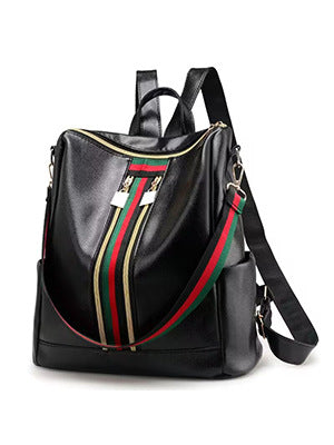 Soft Leather Backpack for Women Large Capacity Dual Zipper Korean Style School Backpack Stylish Versatile Mom Bag Fashionable Everyday Carry All in One Travel College Student Backpack