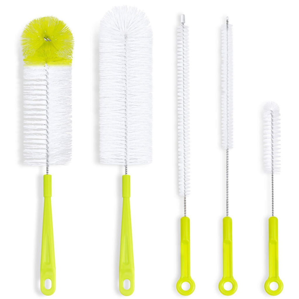 Premium Heavy Duty Multi Purpose Cleaning Brush Set for Tea Kettle Coffee Pot Water Bottle Baby Bottle and Straws with Stainless Steel Handle and Durable Nylon Bristles for Kitchen Bathroom and Travel