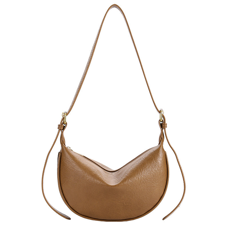 Korean Style Soft Leather Crossbody Bag for Women Minimalist Chic Underarm Shoulder Bag Fashionable Versatile Casual Purse with Elegant Design Trendy Dumpling Shape Lightweight Everyday Accessory