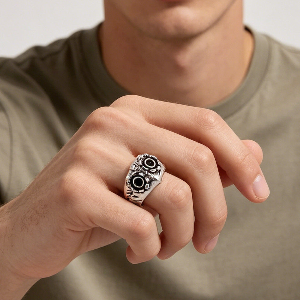 Owl Ring for Men Hip Hop Style Fashion Jewelry Trendy Alloy Unisex Statement Ring Wholesale Bulk Pack Stylish Casual Accessory for Teens Adults