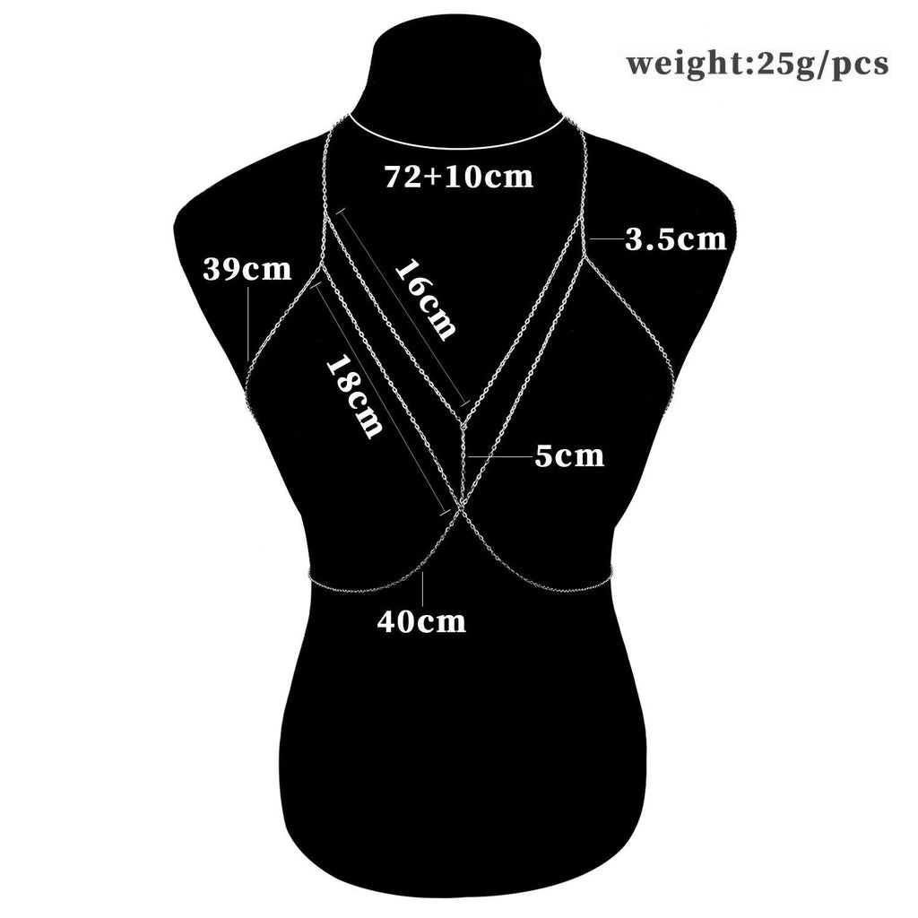 Trendy Women Body Chain Set with Sparkling Rhinestone Pendant Delicate Fringe Locket Necklace for Clavicle Chest Jewelry Elegant Sexy Pure Desire Style Fashion Accessory