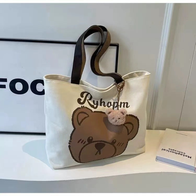 Large Capacity Japanese Style Casual Canvas Crossbody Bag with Zippered Pockets for Women Students Office Commuting Everyday Use Lightweight Durable Tote Shoulder Handbag
