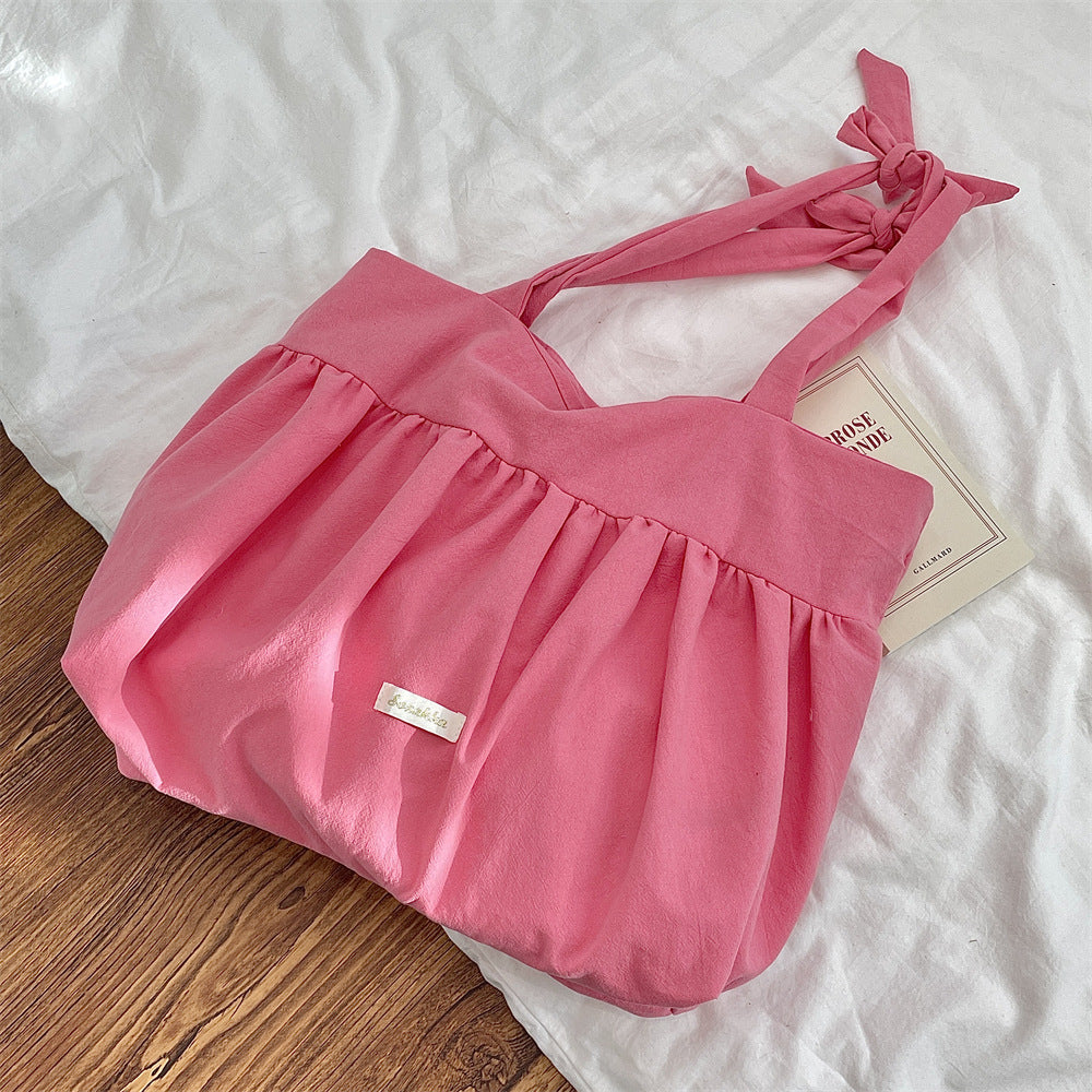 Casual Wrinkle Design Crossbody Bag with Adjustable Strap Large Capacity Underarm Tote Bag Korean Style Canvas Shoulder Bag for Women Spring Summer Fashion