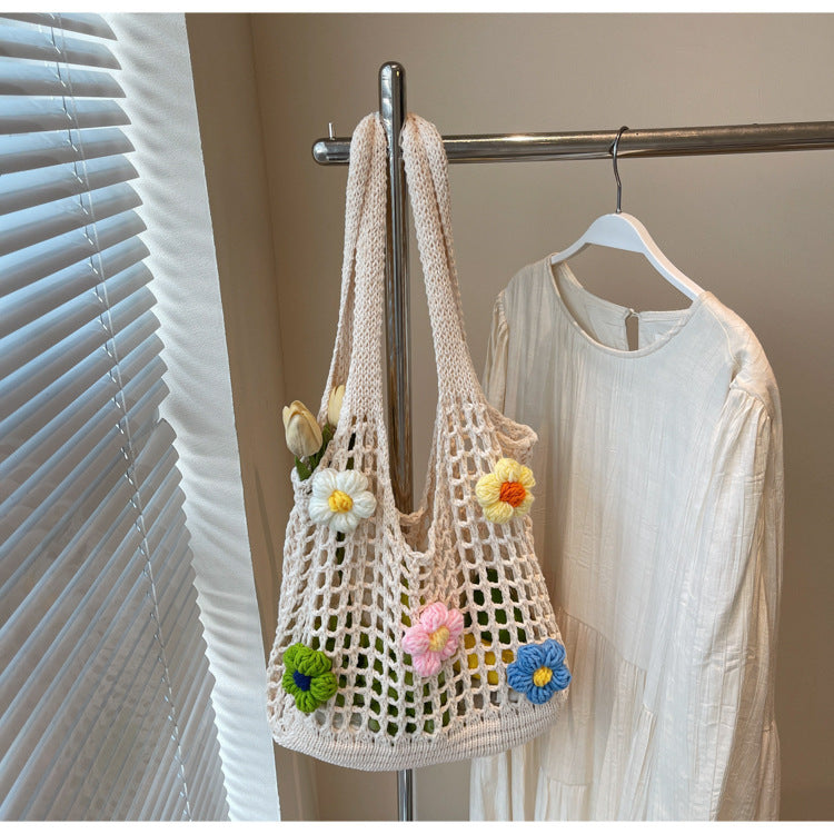 Summer 2025 Women Knit Tote Bag Stylish Lightweight Oversized Woven Shoulder Bag Fashionable Casual Large Capacity Everyday Carryall for Work Shopping Travel and Beach