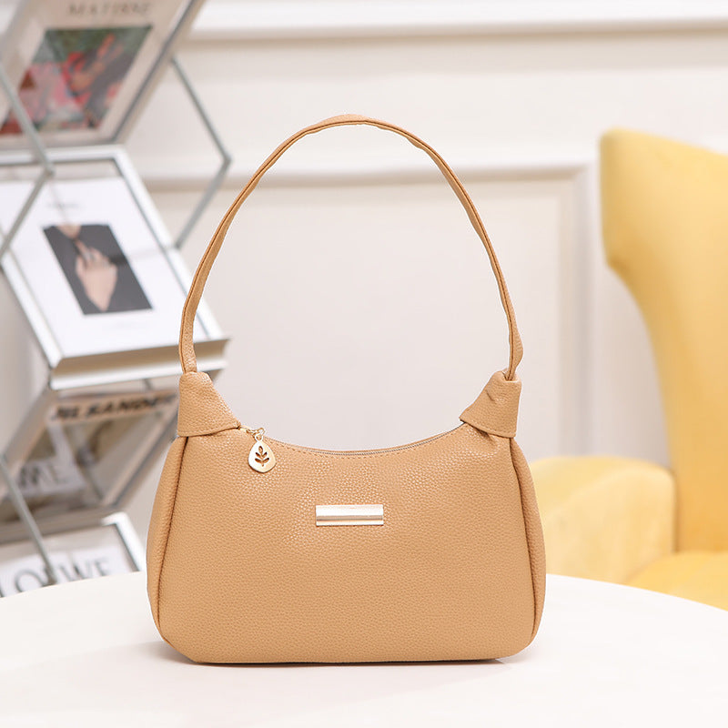 Women Fashion Litchi Pattern Leather Shoulder Bag Crossbody Bag for Girls Trendy Street Style Spring 2026 New Design Lightweight Casual Handbag with Lined Interior and Adjustable Strap