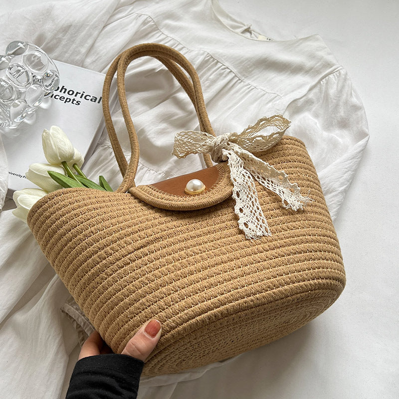 New Handwoven Straw Bag for Women Summer Vacation Beach Travel Tote Backpack Large Capacity Lightweight Fashionable Wicker Shoulder Bag Stylish Eco Friendly Sustainable Accessory