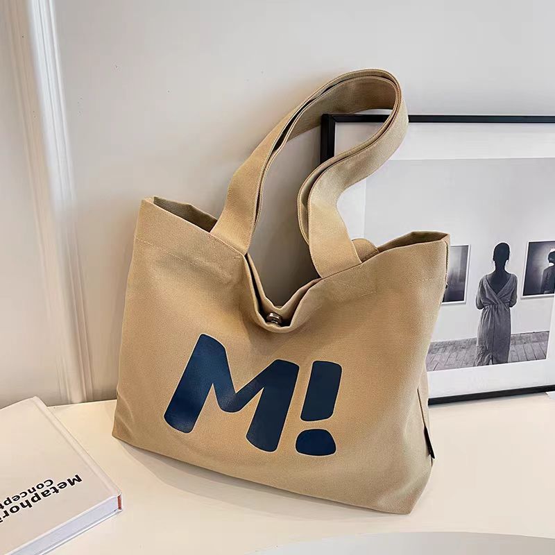 Large Capacity Durable Canvas Tote Bag for Women 2024 New Stylish Minimalist Grocery Shopping Bag Reusable Eco Friendly Shoulder Handbag Versatile Everyday Carry All Purpose Bag